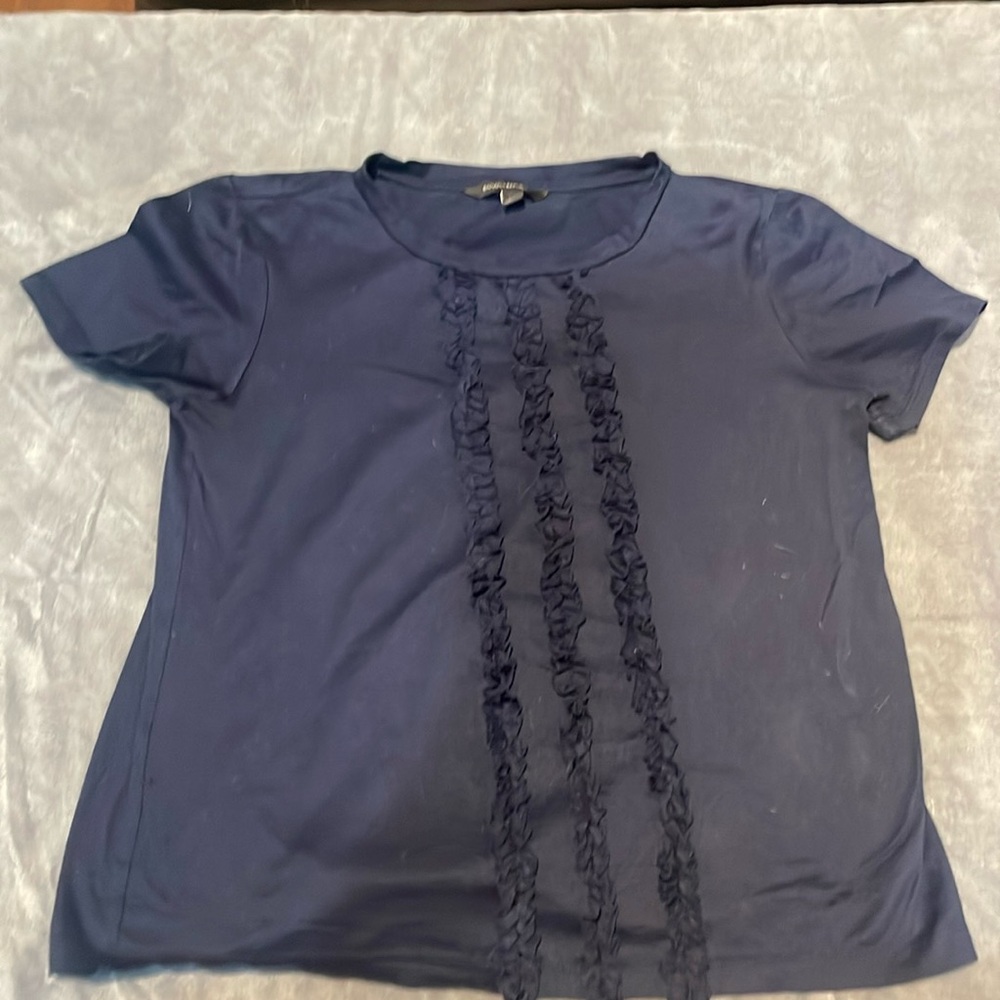 Navy ruffle T shirt